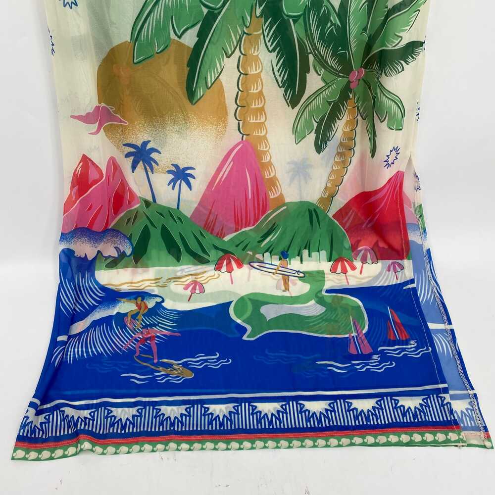 FARM Rio Cream Blue Tropical Print Maxi Dress | Size L - Picture 6 of 9